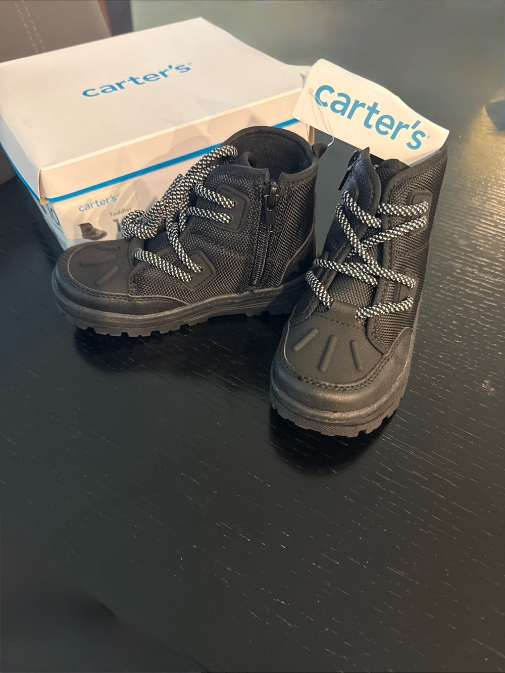 Carter's Black Kids Lace-Up Zipper Boots